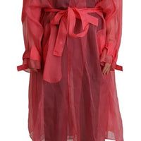 Dolce & Gabbana Pink Silk Organza Belted Coat Jacket