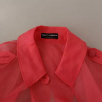 Dolce & Gabbana Pink Silk Organza Belted Coat Jacket