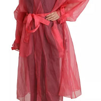 Dolce & Gabbana Pink Silk Organza Belted Coat Jacket