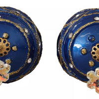 Dolce & Gabbana Gold Brass Blue Christmas Ball Crystal Hook Jewelry Earrings