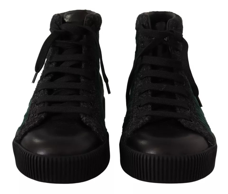 Dolce &amp; Gabbana Green Corduroy High Tops Sneakers Mens Casual Shoes