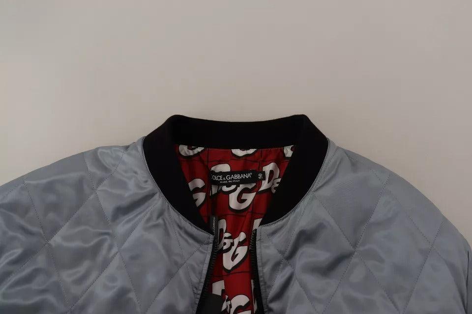 Dolce &amp; Gabbana Light Blue Bomber Coat Men Jacket