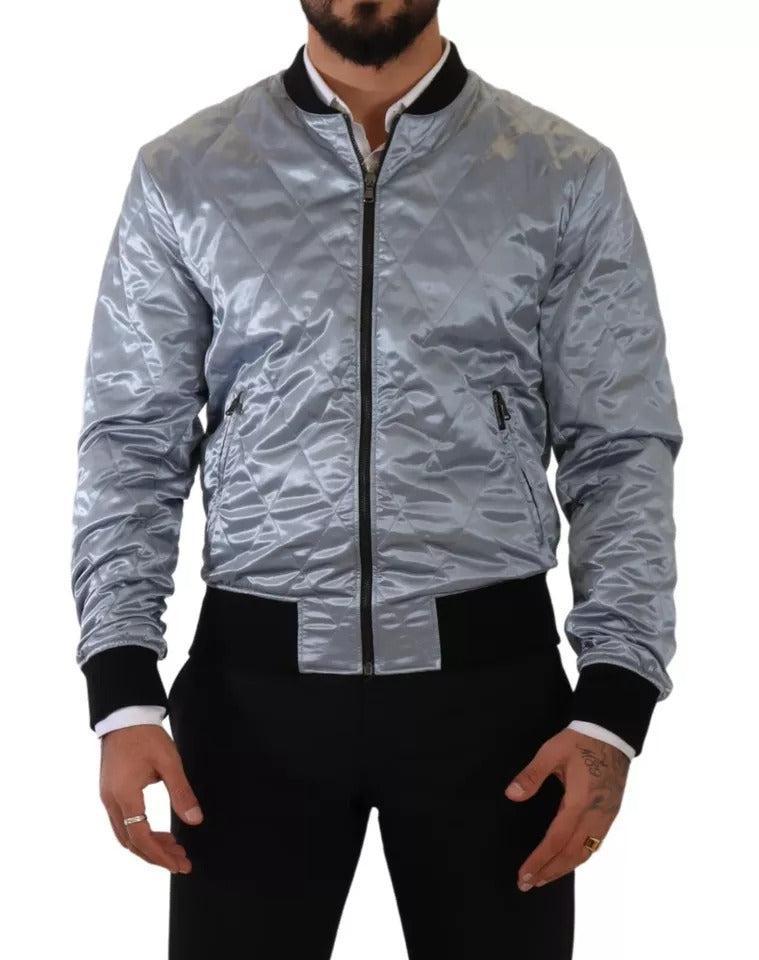 Dolce &amp; Gabbana Light Blue Bomber Coat Men Jacket