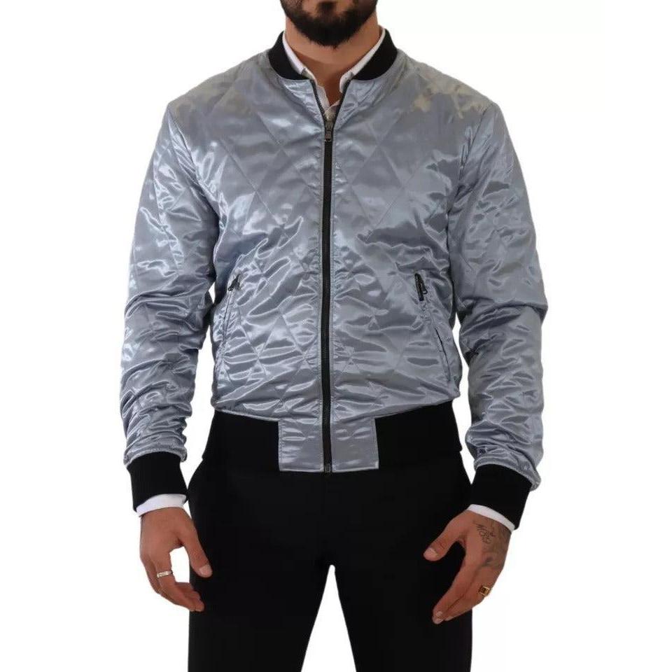 Dolce &amp; Gabbana Light Blue Bomber Coat Men Jacket