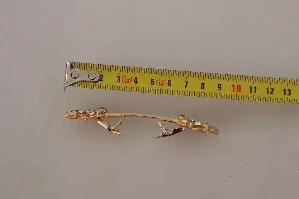 Dolce &amp; Gabbana Gold Plated 925 Sterling Silver Crystal Collar Stop Brooch