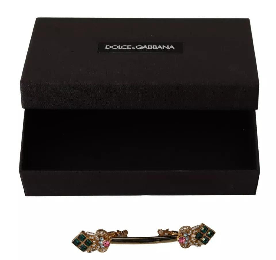 Dolce &amp; Gabbana Gold Plated 925 Sterling Silver Crystal Collar Stop Brooch