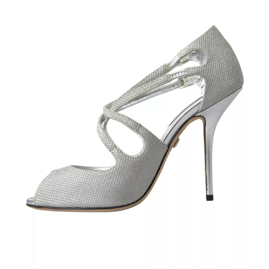 Dolce & Gabbana Silver Shimmers Sandals Heel Pumps Shoes