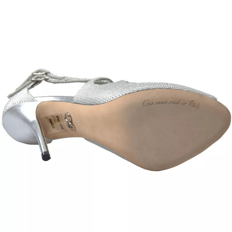 Dolce &amp; Gabbana Silver Shimmers Sandals Heel Pumps Shoes