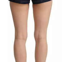 Dolce & Gabbana Dark Blue Embellished Denim Hot Pants Shorts