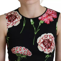 Dolce & Gabbana Black Floral Sleeveless Tank Top Silk Blouse