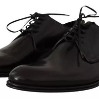 Dolce & Gabbana Black Leather Lace Up Mens Formal Derby Shoes