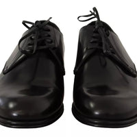 Dolce & Gabbana Black Leather Lace Up Mens Formal Derby Shoes