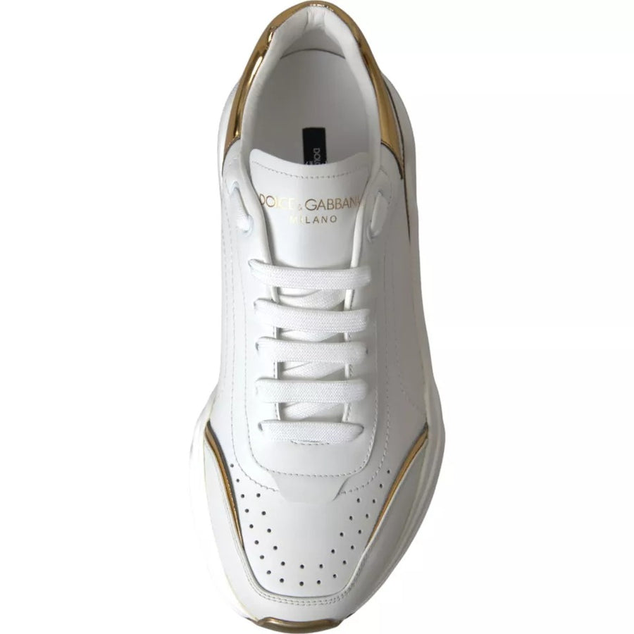 Dolce & Gabbana White Gold DAYMASTER Leather Sneakers Men Shoes