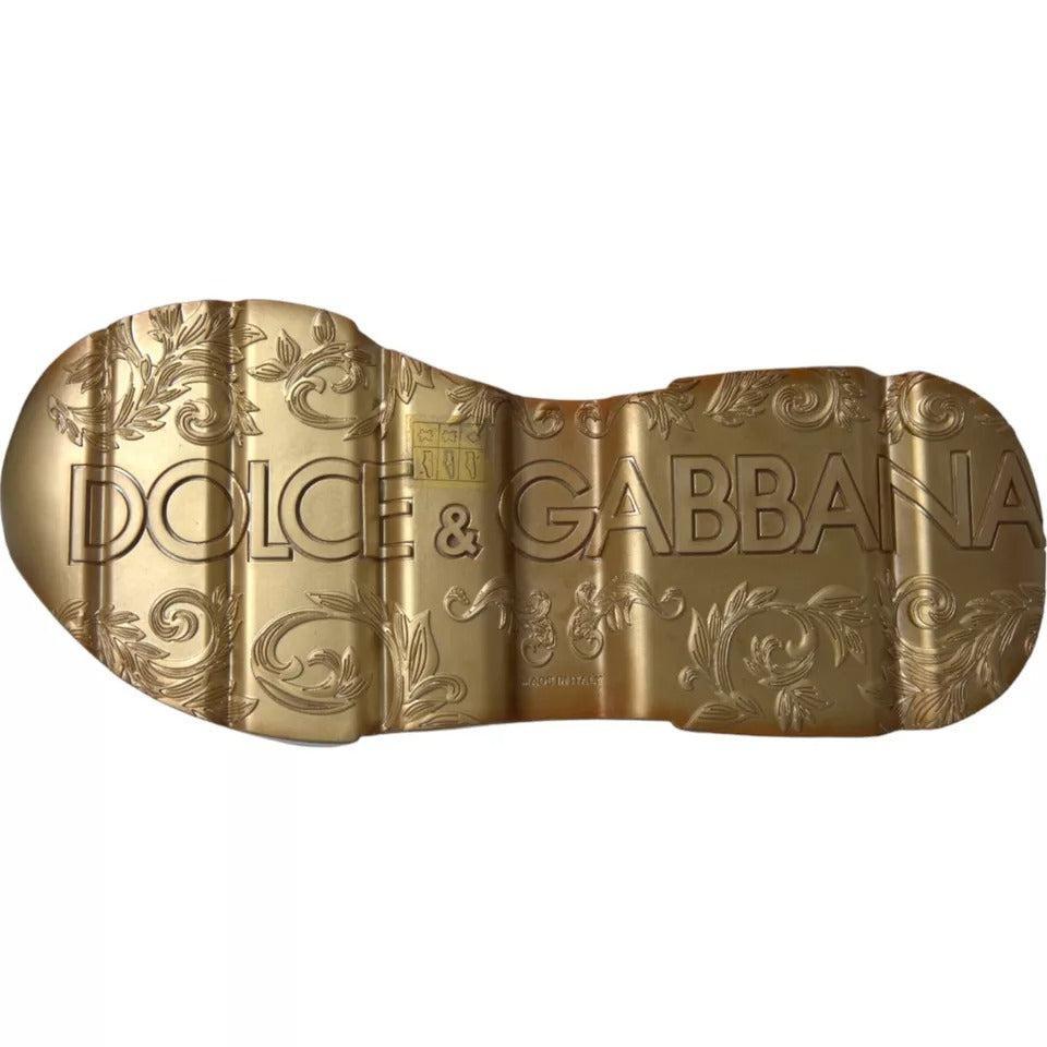 Dolce &amp; Gabbana White Gold DAYMASTER Leather Sneakers Men Shoes