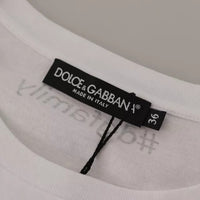 Dolce & Gabbana White #DGFamily Patch Top Cotton T-shirt