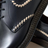 Dolce & Gabbana Black Leather Beige Derby Dress Shoes