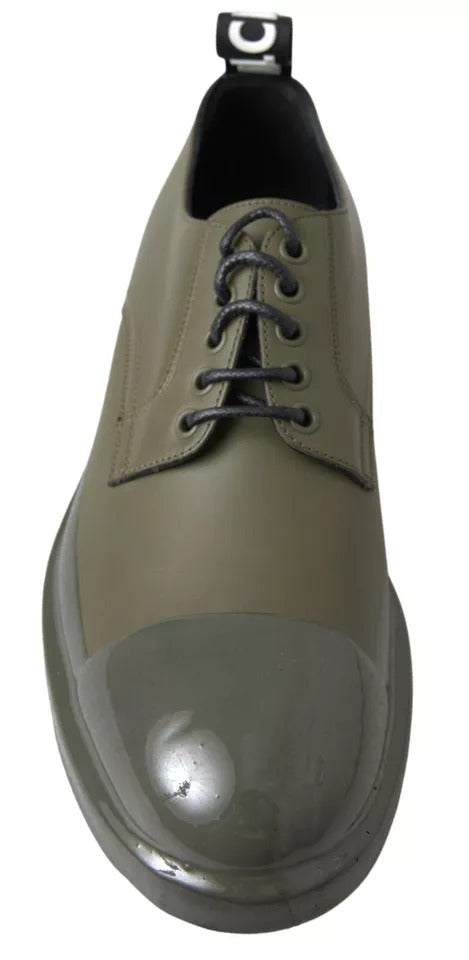 Dolce & Gabbana Green Leather Rubber Sole Dress Shoes