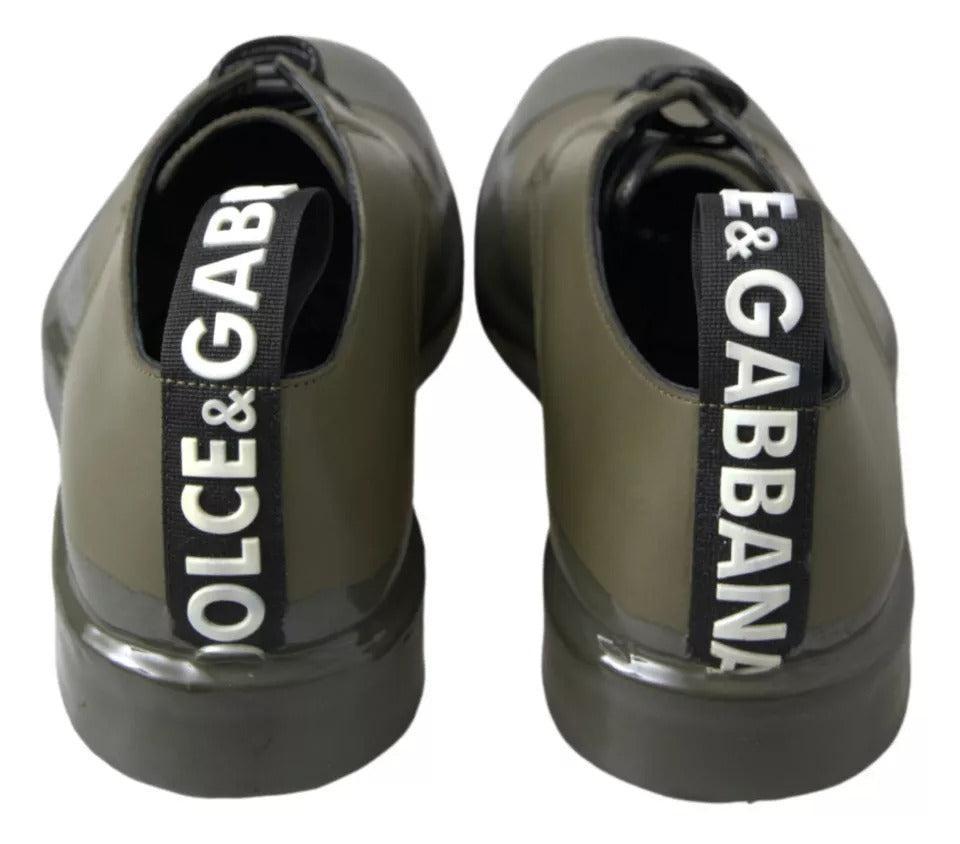 Dolce &amp; Gabbana Green Leather Rubber Sole Dress Shoes