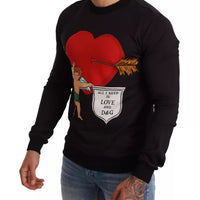 Dolce & Gabbana Black Cupid Print Hoodie Sweatshirt Sweater