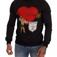 Dolce & Gabbana Black Cupid Print Hoodie Sweatshirt Sweater