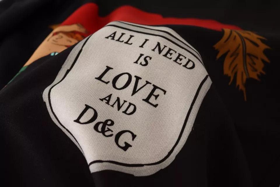 Dolce &amp; Gabbana Black Cupid Print Hoodie Sweatshirt Sweater