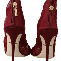 Dolce & Gabbana Red Tulle Ankle Boots Stiletto Heels Shoes