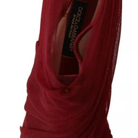 Dolce & Gabbana Red Tulle Ankle Boots Stiletto Heels Shoes