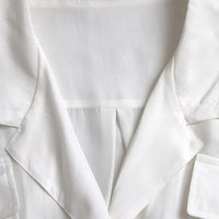 Dolce & Gabbana White Silk Collared 3/4 Sleeves Blouse Top