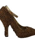Dolce & Gabbana Gold Roses Embellished Heels Pumps Shoes