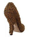 Dolce & Gabbana Gold Roses Embellished Heels Pumps Shoes