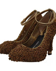 Dolce & Gabbana Gold Roses Embellished Heels Pumps Shoes