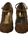 Dolce & Gabbana Gold Roses Embellished Heels Pumps Shoes
