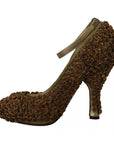Dolce & Gabbana Gold Roses Embellished Heels Pumps Shoes