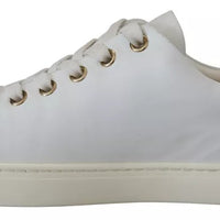 Dolce & Gabbana White Leather Gold Red Heart Sneakers Shoes