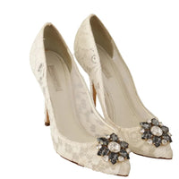 Dolce & Gabbana White Taormina Lace Crystal Heels Pumps Shoes