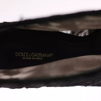 Dolce & Gabbana Black Crystal Lace Booties Stilettos Shoes