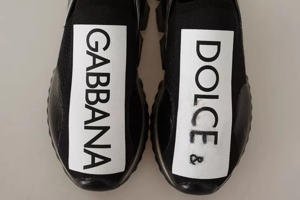 Dolce & Gabbana Black White Slip On Sneakers Sorrento Shoes