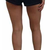 Dolce & Gabbana Blue Denim Stretch Crystal Hot Pants Shorts