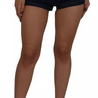 Dolce & Gabbana Blue Denim Stretch Crystal Hot Pants Shorts