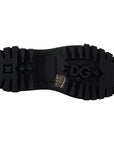 Dolce & Gabbana Black Leather Trekking Derby Embellished Shoes