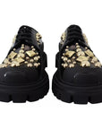 Dolce & Gabbana Black Leather Trekking Derby Embellished Shoes