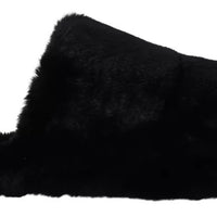 Dolce & Gabbana Black Polyester Faux Fur Mens Flats Sandals Shoes