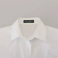 Dolce & Gabbana White Cotton Button Front Short Sleeve Shirt