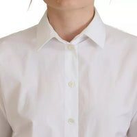 Dolce & Gabbana White Cotton Button Front Short Sleeve Shirt