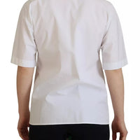 Dolce & Gabbana White Cotton Button Front Short Sleeve Shirt