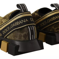 Dolce & Gabbana Gold Glitter Leopard Sorrento Sneakers Shoes