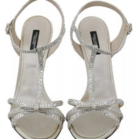 Dolce & Gabbana Silver Crystals Ankle Strap Sandals Shoes