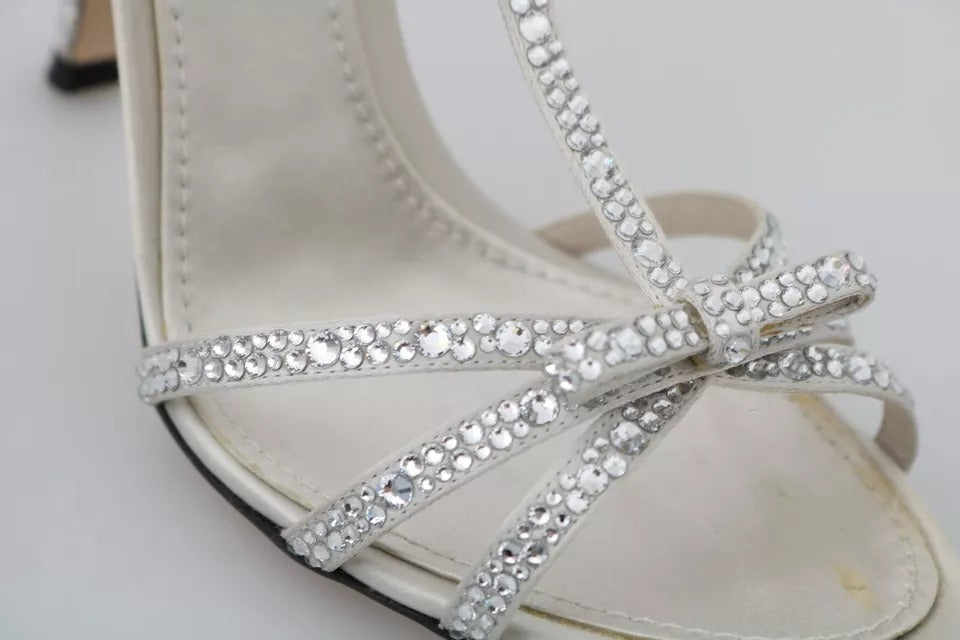 Dolce & Gabbana Silver Crystals Ankle Strap Sandals Shoes