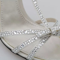 Dolce & Gabbana Silver Crystals Ankle Strap Sandals Shoes