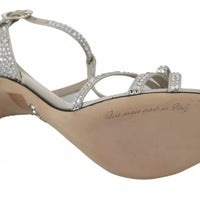 Dolce & Gabbana Silver Crystals Ankle Strap Sandals Shoes